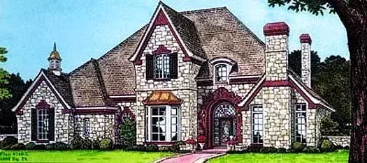 English Country house plans 8-577 - front exterior, 4,000 sq ft, 5 bed, 3 bath house plans | Monster House Plans