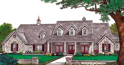 Country house plans 8-578 - front exterior, 4,002 sq ft, 4 bed, 4 bath house plans | Monster House Plans