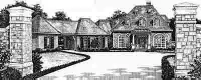French Country house plans 8-580 - front exterior, 4,010 sq ft, 4 bed, 3 bath house plans | Monster House Plans