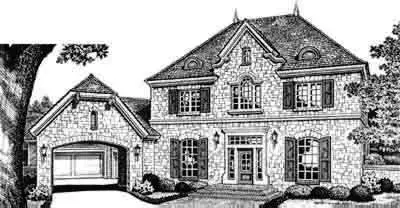 European house plans 8-584 - front exterior, 4,124 sq ft, 4 bed, 3 bath house plans | Monster House Plans