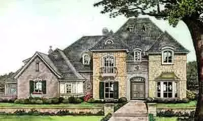 French Country house plans 8-585 - front exterior, 4,138 sq ft, 4 bed, 4 bath house plans | Monster House Plans