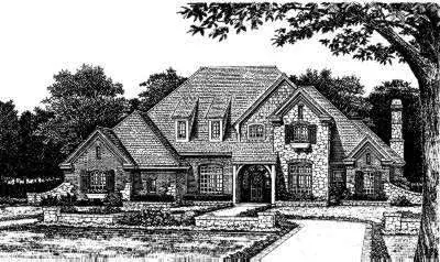 English Country house plans 8-587 - front exterior, 4,167 sq ft, 5 bed, 3 bath house plans | Monster House Plans