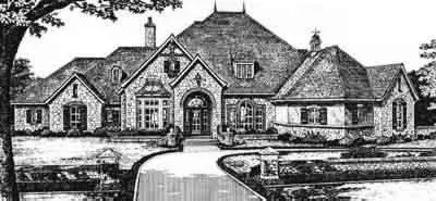 European house plans 8-590 - front exterior, 4,270 sq ft, 4 bed, 4 bath house plans | Monster House Plans