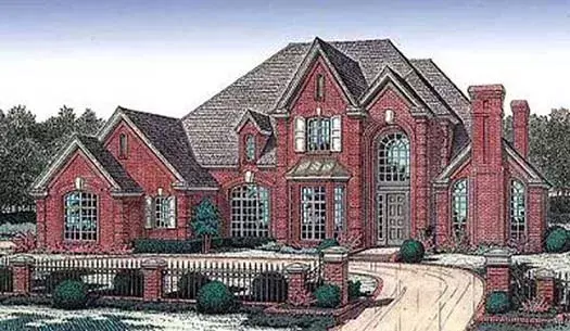 European house plans 8-592 - front exterior, 3,936 sq ft, 5 bed, 3 bath house plans | Monster House Plans