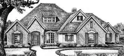 European house plans 8-595 - front exterior, 4,344 sq ft, 4 bed, 4 bath house plans | Monster House Plans