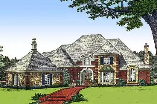 European house plans 8-596 - front exterior, 4,451 sq ft, 5 bed, 4 bath house plans | Monster House Plans