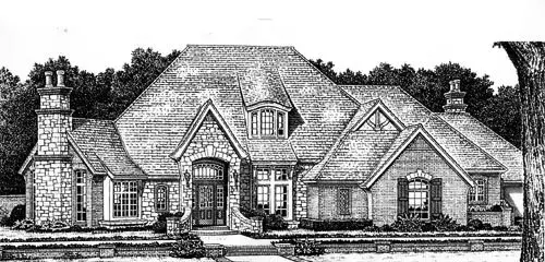 French Country house plans 8-598 - front exterior, 4,554 sq ft, 4 bed, 4 bath house plans | Monster House Plans