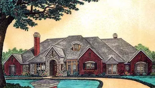 European house plans 8-600 - front exterior, 4,615 sq ft, 4 bed, 4 bath house plans | Monster House Plans