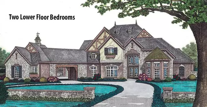 English Country house plans 8-601 - front exterior, 4,630 sq ft, 4 bed, 4 bath house plans | Monster House Plans