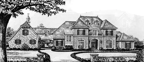 French Country house plans 8-607 - front exterior, 5,310 sq ft, 5 bed, 4 bath house plans | Monster House Plans