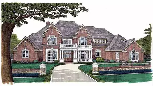 European house plans 8-609 - front exterior, 5,388 sq ft, 5 bed, 4 bath house plans | Monster House Plans