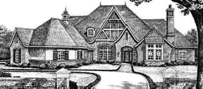 English Country house plans 8-611 - front exterior, 6,028 sq ft, 5 bed, 4 bath house plans | Monster House Plans