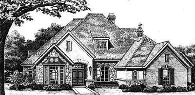 European house plans 8-620 - front exterior, 3,070 sq ft, 4 bed, 3 bath house plans | Monster House Plans