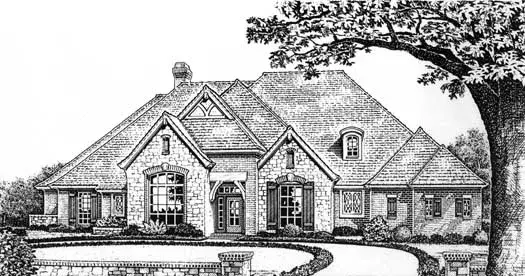European house plans 8-625 - front exterior, 3,262 sq ft, 4 bed, 3 bath house plans | Monster House Plans