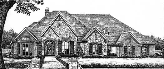 European house plans 8-630 - front exterior, 3,510 sq ft, 4 bed, 3 bath house plans | Monster House Plans