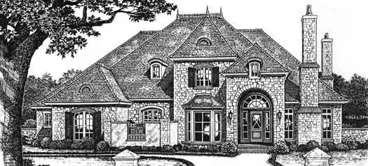 European house plans 8-631 - front exterior, 3,510 sq ft, 4 bed, 3 bath house plans | Monster House Plans