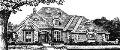 European house plans 8-632 - front exterior, 3,549 sq ft, 4 bed, 3 bath house plans | Monster House Plans