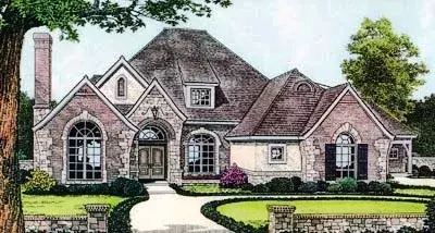 European house plans 8-634 - front exterior, 3,660 sq ft, 4 bed, 3 bath house plans | Monster House Plans