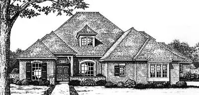 European house plans 8-635 - front exterior, 3,688 sq ft, 4 bed, 3 bath house plans | Monster House Plans