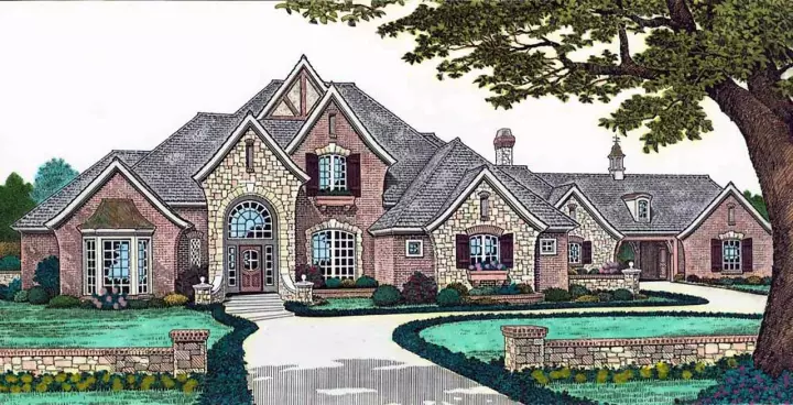 English Country house plans 8-639 - front exterior, 4,047 sq ft, 4 bed, 4 bath house plans | Monster House Plans