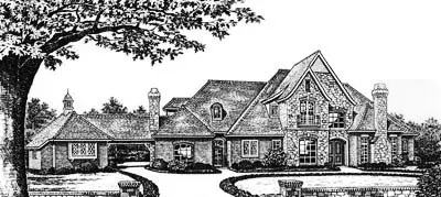 European house plans 8-643 - front exterior, 4,097 sq ft, 4 bed, 3 bath house plans | Monster House Plans