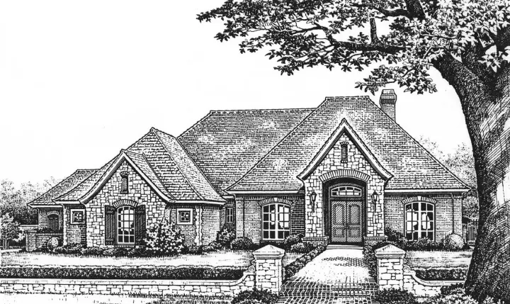 European house plans 8-655 - front exterior, 2,547 sq ft, 3 bed, 2 bath house plans | Monster House Plans
