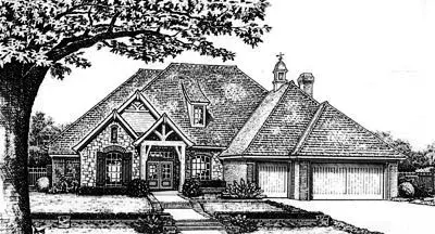 European house plans 8-657 - front exterior, 2,582 sq ft, 4 bed, 3 bath house plans | Monster House Plans