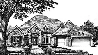 European house plans 8-661 - front exterior, 2,640 sq ft, 4 bed, 3 bath house plans | Monster House Plans