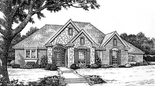 European house plans 8-684 - front exterior, 1,807 sq ft, 3 bed, 2 bath house plans | Monster House Plans