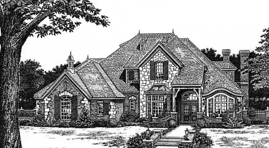 European house plans 8-708 - front exterior, 3,109 sq ft, 4 bed, 3 bath house plans | Monster House Plans
