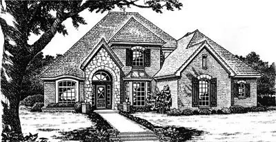 European house plans 8-709 - front exterior, 3,166 sq ft, 3 bed, 3 bath house plans | Monster House Plans
