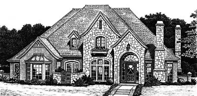 French Country house plans 8-710 - front exterior, 3,168 sq ft, 4 bed, 3 bath house plans | Monster House Plans