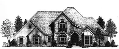 French Country house plans 8-714 - front exterior, 3,430 sq ft, 4 bed, 3 bath house plans | Monster House Plans