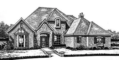 European house plans 8-716 - front exterior, 3,448 sq ft, 4 bed, 3 bath house plans | Monster House Plans