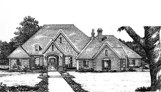 European house plans 8-718 - front exterior, 3,499 sq ft, 4 bed, 3 bath house plans | Monster House Plans