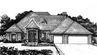 European house plans 8-735 - front exterior, 2,398 sq ft, 4 bed, 3 bath house plans | Monster House Plans