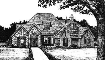 French Country house plans 8-741 - front exterior, 2,536 sq ft, 4 bed, 3 bath house plans | Monster House Plans