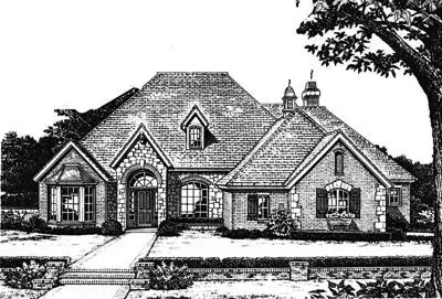 European house plans 8-758 - front exterior, 2,870 sq ft, 4 bed, 3 bath house plans | Monster House Plans