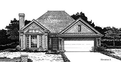 Traditional house plans 8-765 - front exterior, 1,376 sq ft, 3 bed, 2 bath house plans | Monster House Plans