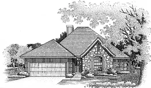 European house plans 8-766 - front exterior, 1,416 sq ft, 3 bed, 2 bath house plans | Monster House Plans