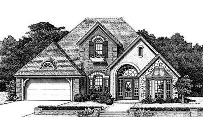 European house plans 8-780 - front exterior, 2,029 sq ft, 3 bed, 2 bath house plans | Monster House Plans