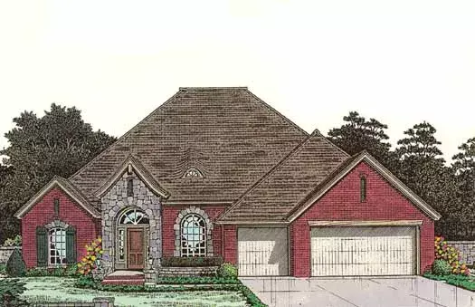 European house plans 8-800 - front exterior, 2,455 sq ft, 4 bed, 3 bath house plans | Monster House Plans