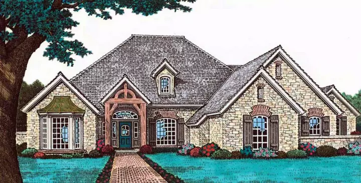 English Country house plans 8-804 - front exterior, 2,590 sq ft, 4 bed, 3 bath house plans | Monster House Plans