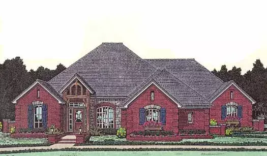 Traditional house plans 8-805 - front exterior, 2,591 sq ft, 4 bed, 3 bath house plans | Monster House Plans