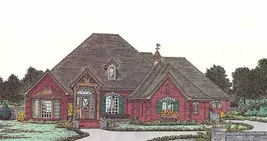 European house plans 8-811 - front exterior, 2,885 sq ft, 4 bed, 3 bath house plans | Monster House Plans