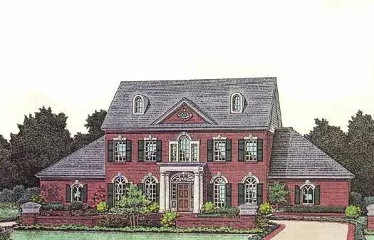 Southern Colonial house plans 8-813 - front exterior, 2,973 sq ft, 4 bed, 3 bath house plans | Monster House Plans