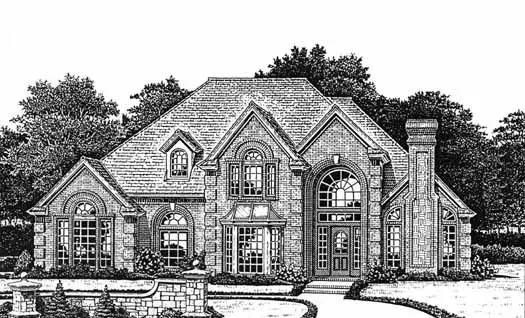 European house plans 8-815 - front exterior, 3,054 sq ft, 4 bed, 3 bath house plans | Monster House Plans