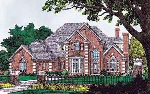 European house plans 8-817 - front exterior, 3,062 sq ft, 4 bed, 3 bath house plans | Monster House Plans