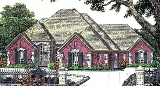 European house plans 8-819 - front exterior, 3,086 sq ft, 4 bed, 3 bath house plans | Monster House Plans