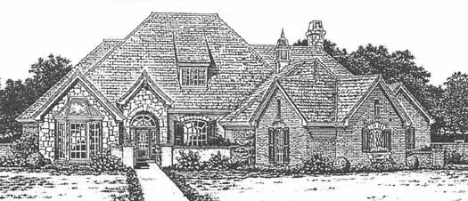 European house plans 8-828 - front exterior, 3,403 sq ft, 4 bed, 3 bath house plans | Monster House Plans